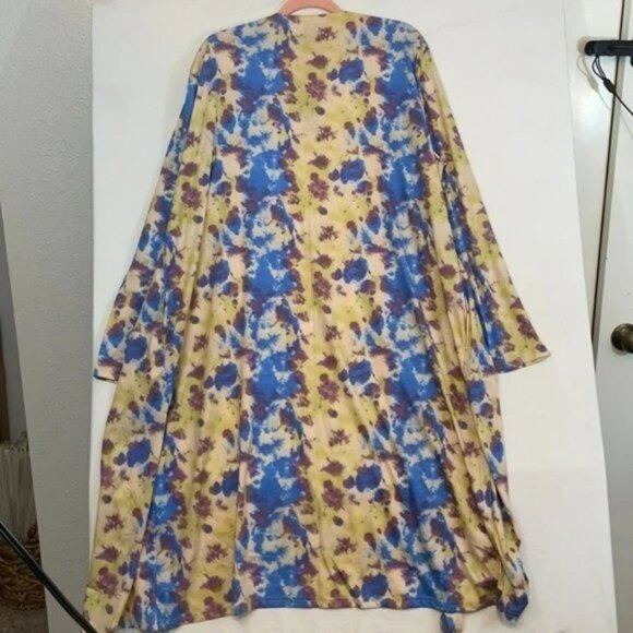 Lucky & Blessed Duster with Pockets, Blue Yellow and Purple Tie Dye, NWT 2X - Picture 9 of 9